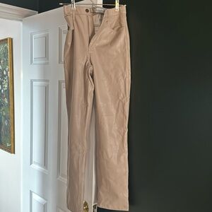 Abercrombie and Fitch faux leather 90s straight pant in tan